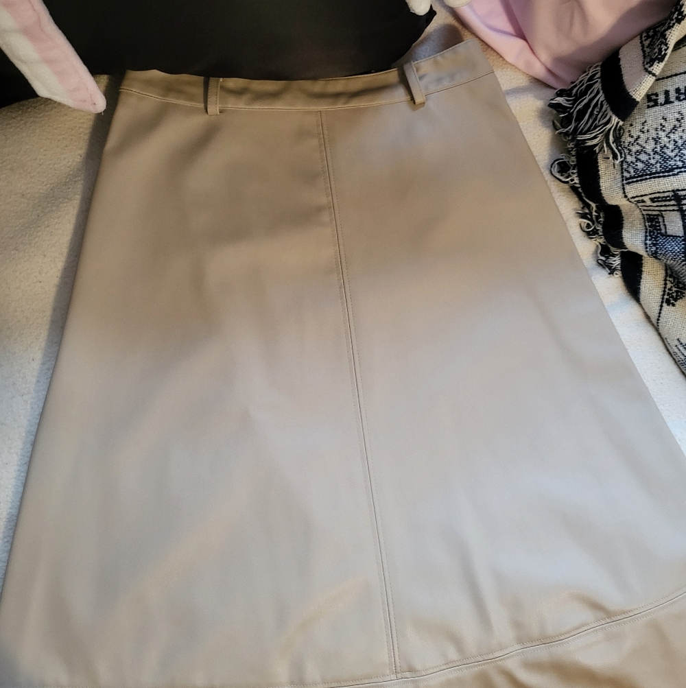Zara Belted Faux Leather A Line Midi Skirt With Matching Belt Size Small - Picture 2 of 6